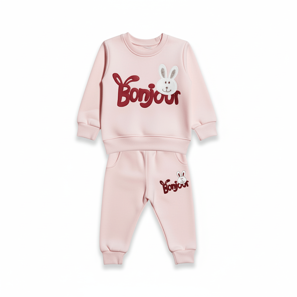 Bonjour Light Pink Tracksuit - Miniwears