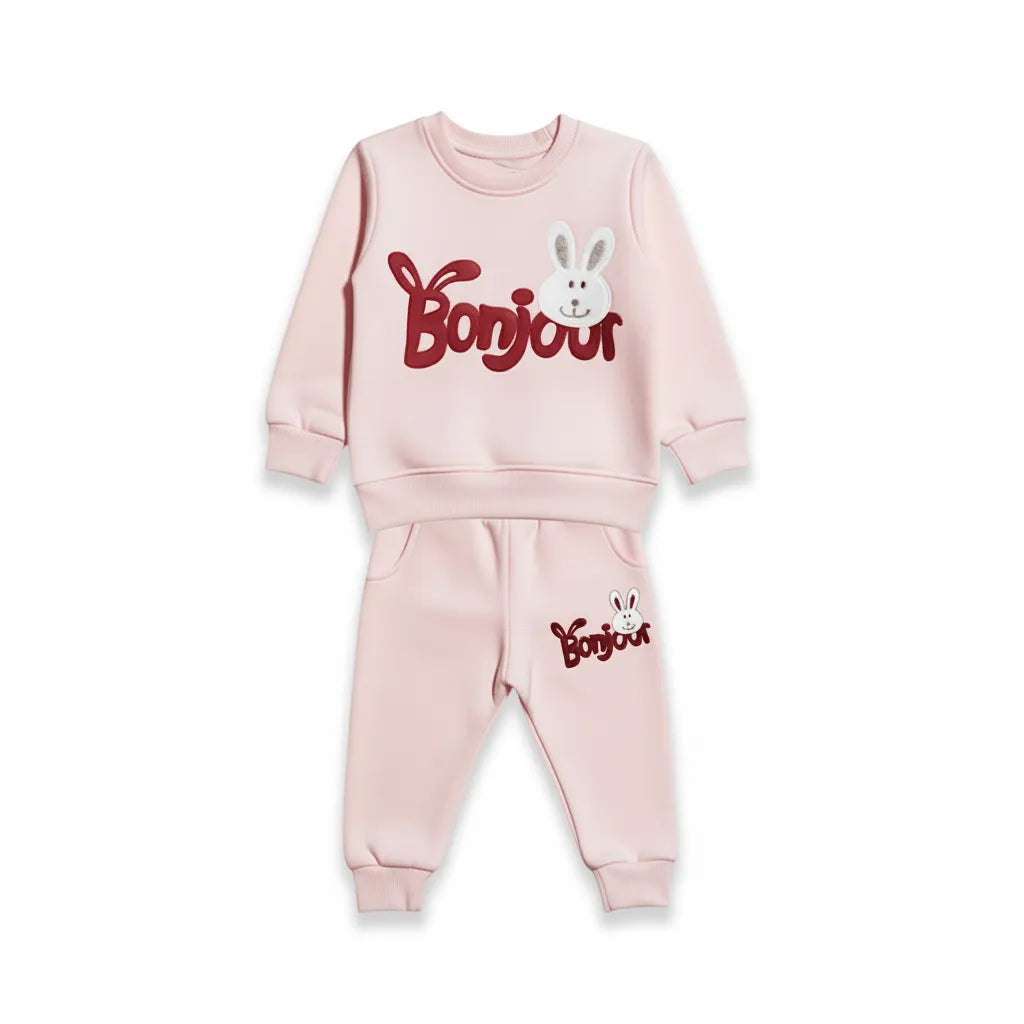 Bonjour Light Pink Tracksuit - Miniwears