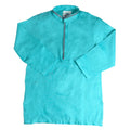 Boys Cotton Embroidered Sky Blue Kurta with white trouser - Miniwears