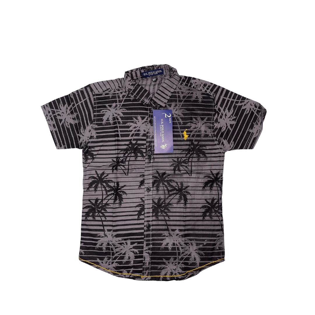 Boys Purple Blackish Printed Casual Shirt - Miniwears