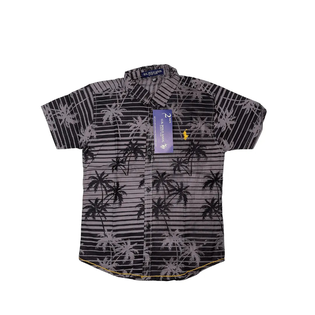Boys Purple Blackish Printed Casual Shirt - Miniwears