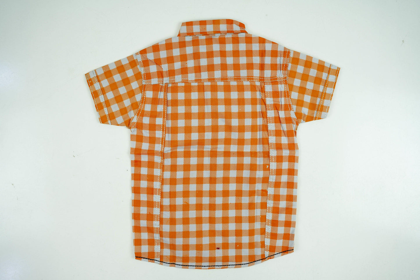 Orange Checked Cotton Dress Shirt - Miniwears