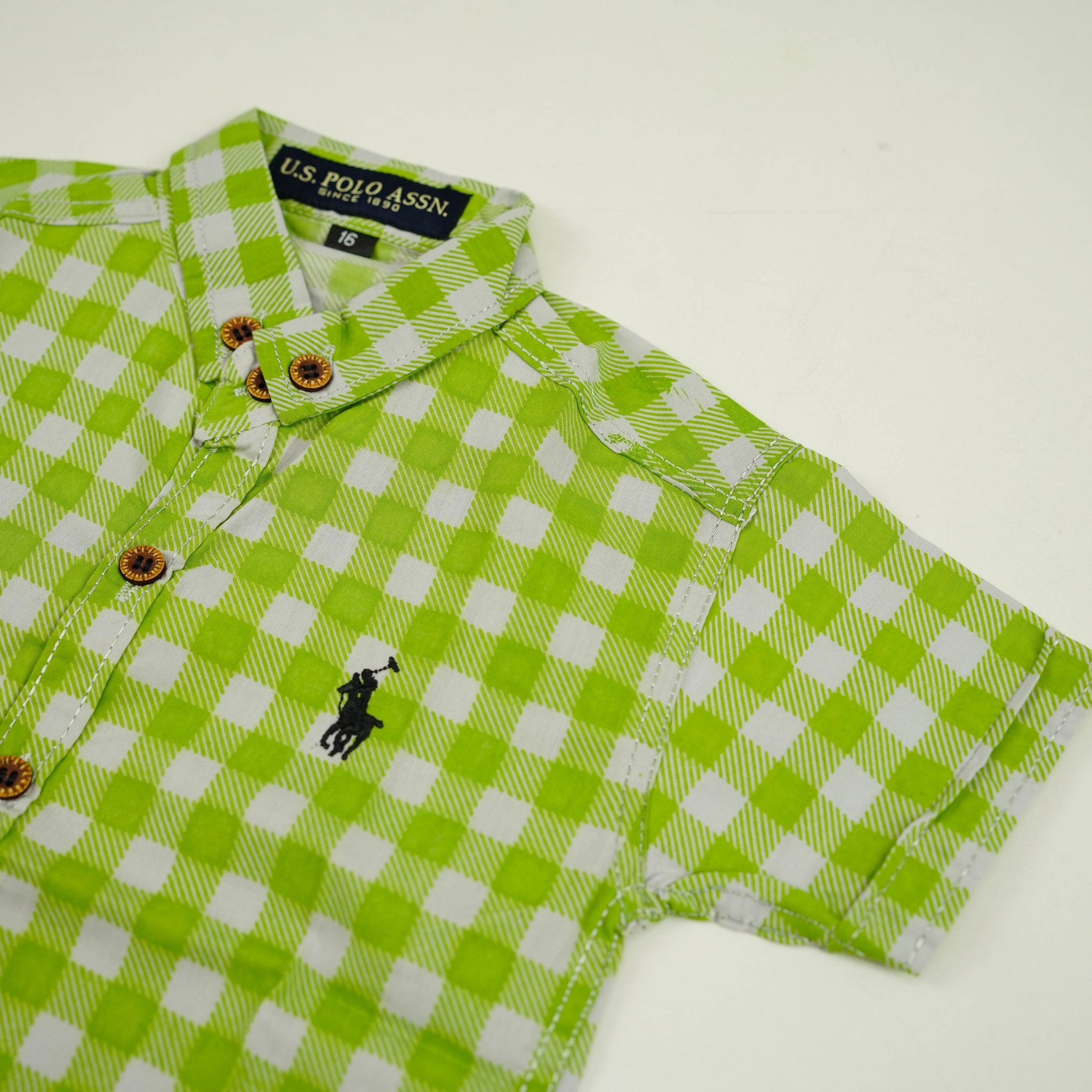 Green Checked Cotton Dress Shirt - Miniwears