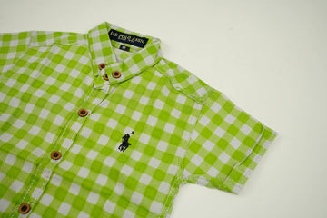 Green Checked Cotton Dress Shirt - Miniwears