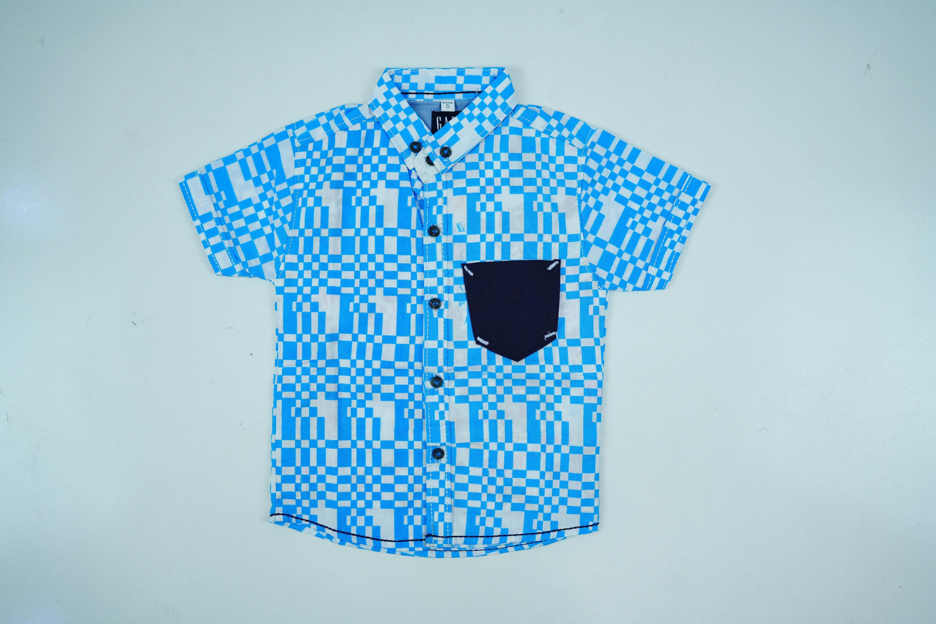 Blue Cotton Dress Shirt - Miniwears