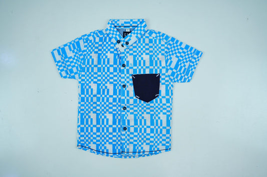Blue Cotton Dress Shirt