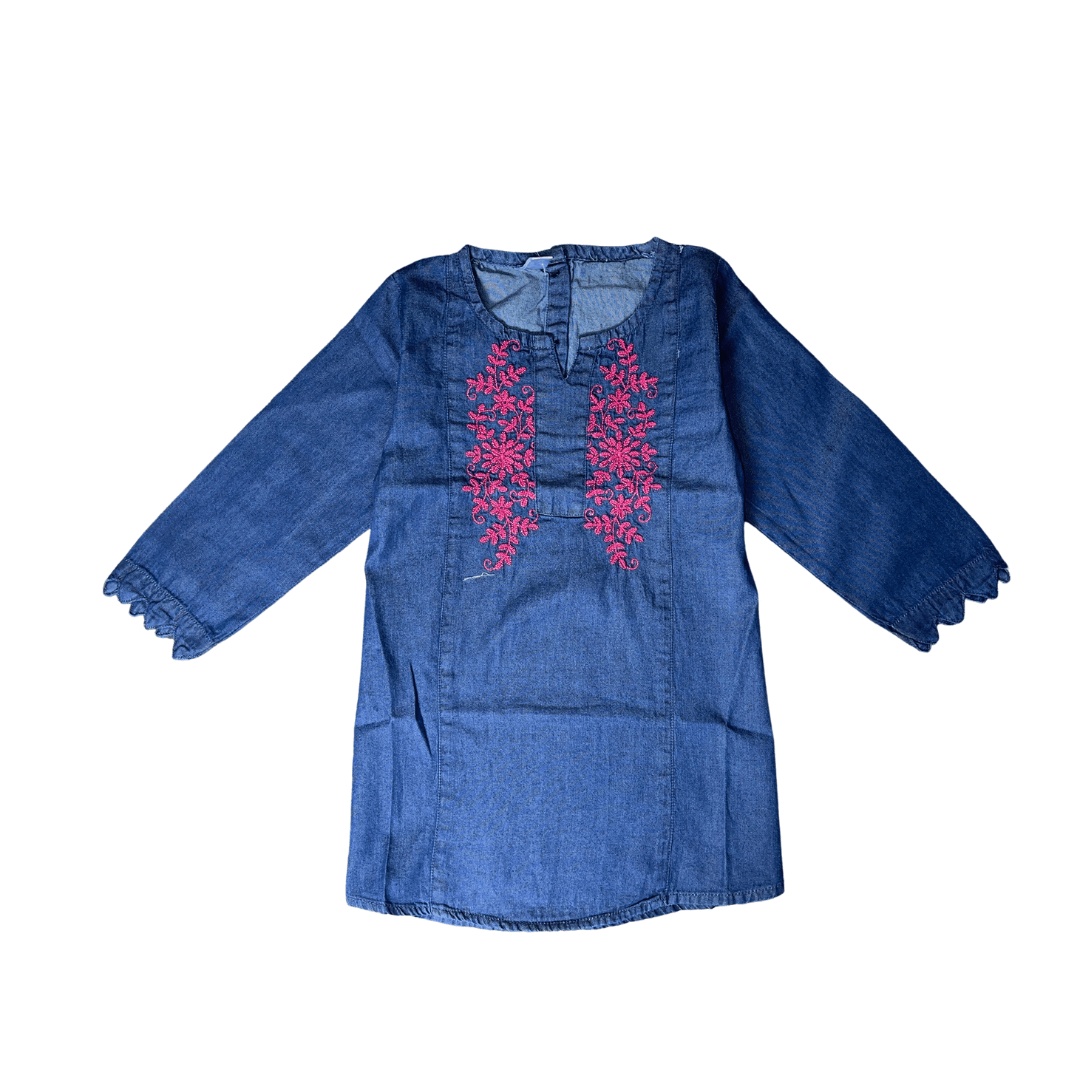 Dark Blue Jeans Design printed Cotton Kurti - Miniwears