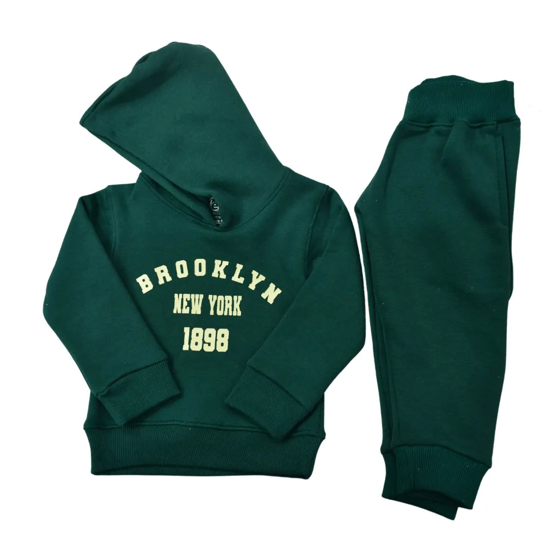Fleece Dark Green Tracksuit - Miniwears