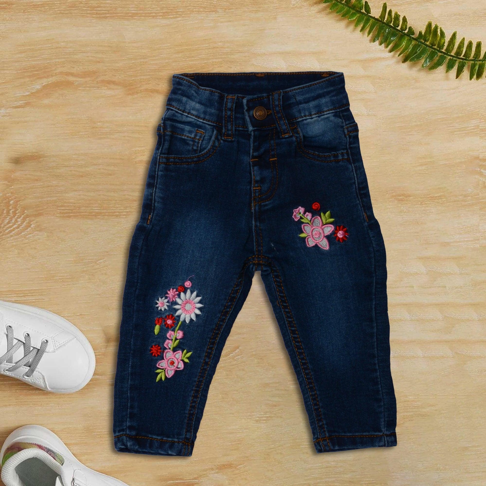 100% Pure Denim Pants for Girls (Dark Blue) - Miniwears