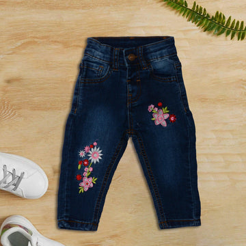 100% Pure Denim Pants for Girls (Dark Blue) - Miniwears