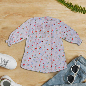 Girls White Cotton Kurti