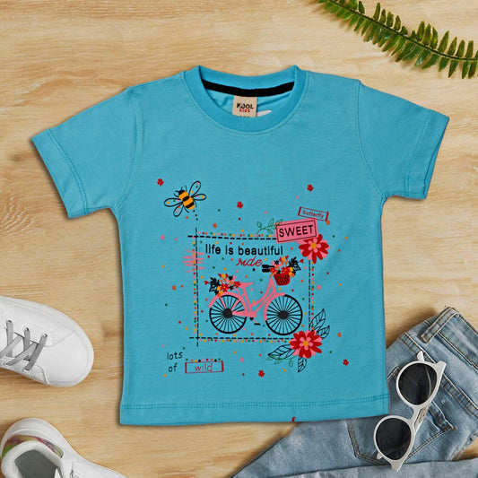 Girls Cotton Tshirt Blue