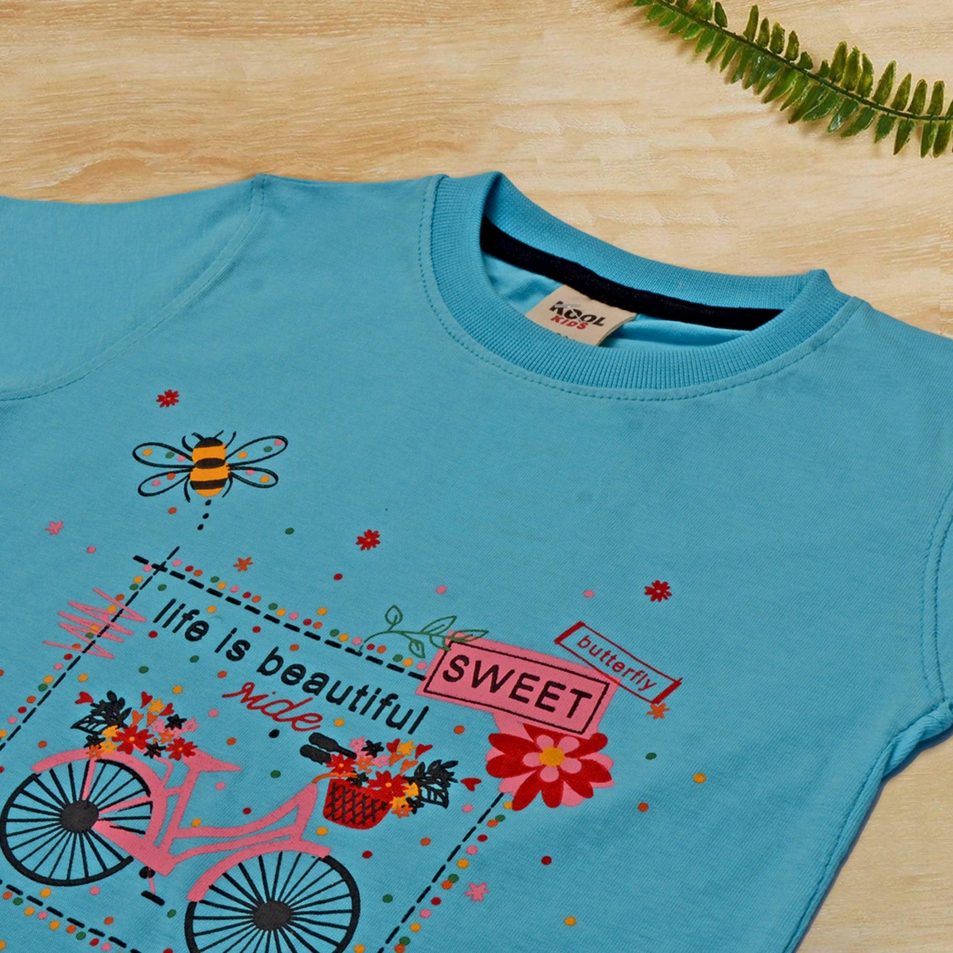Girls Cotton Tshirt Blue - Miniwears