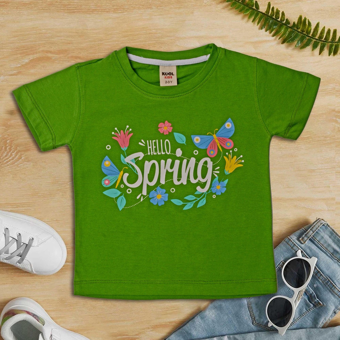 Girls Cotton Green Tshirt - Miniwears