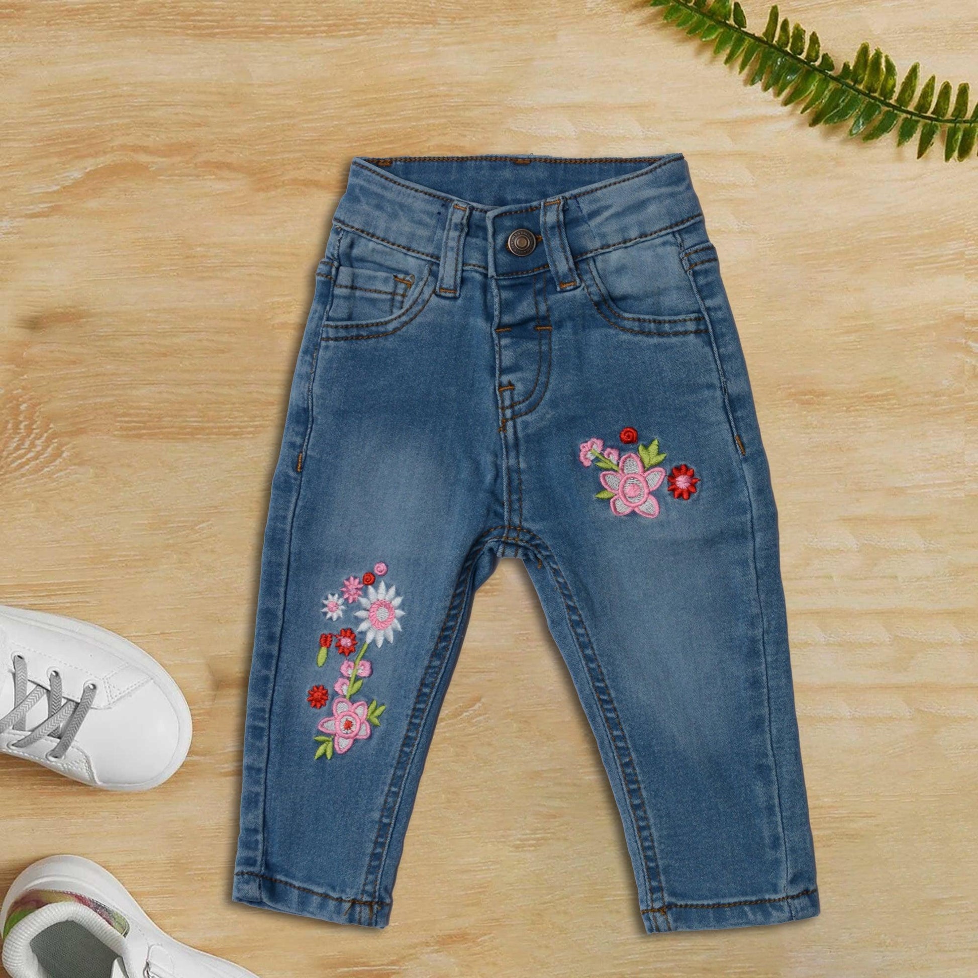 100% Pure Denim Pants for Girls (Light Blue) - Miniwears