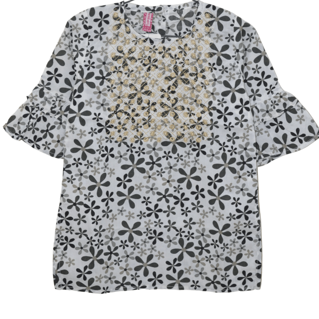 Girls Black White kurti - Miniwears