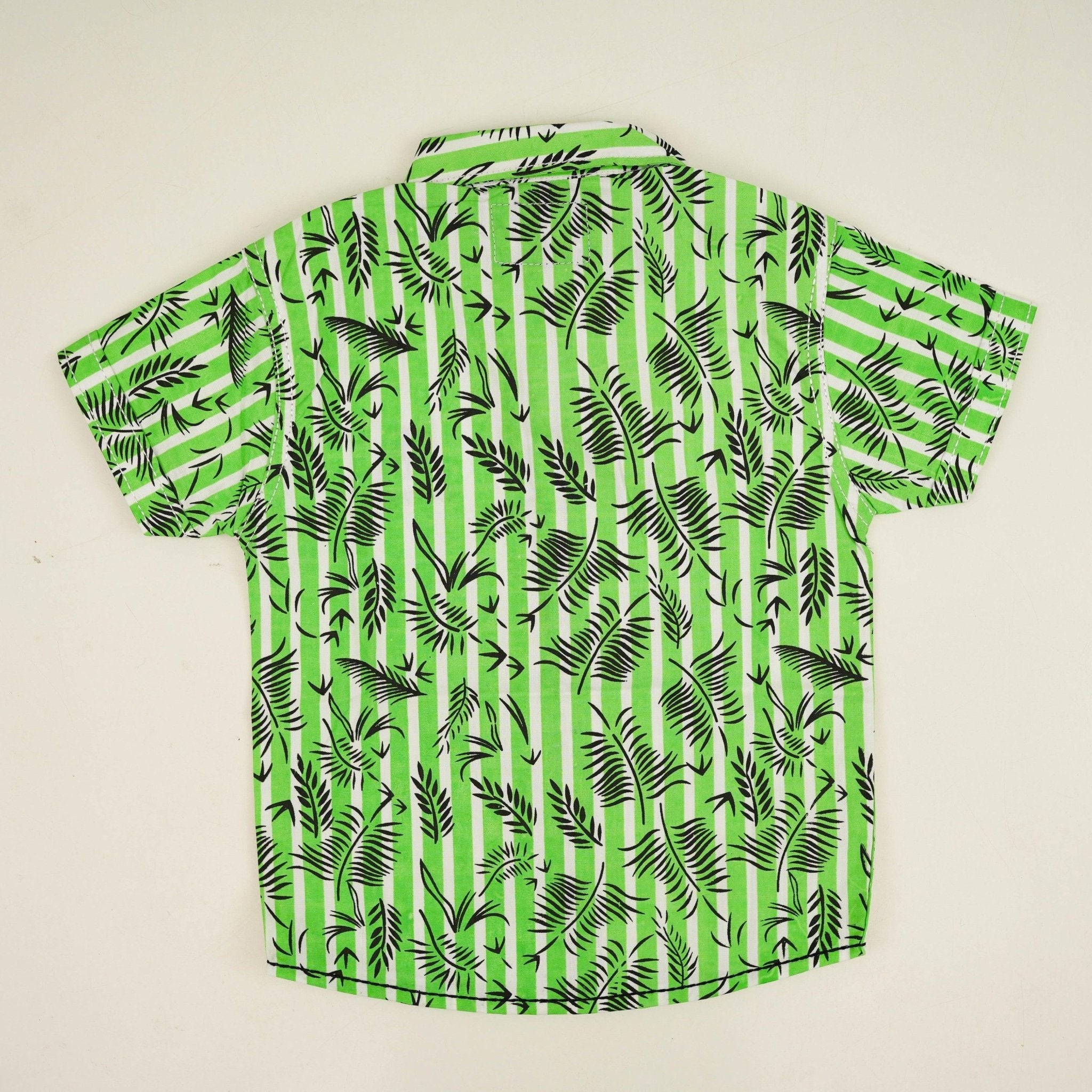 Green Colored Cotton Dress Shirt - Miniwears