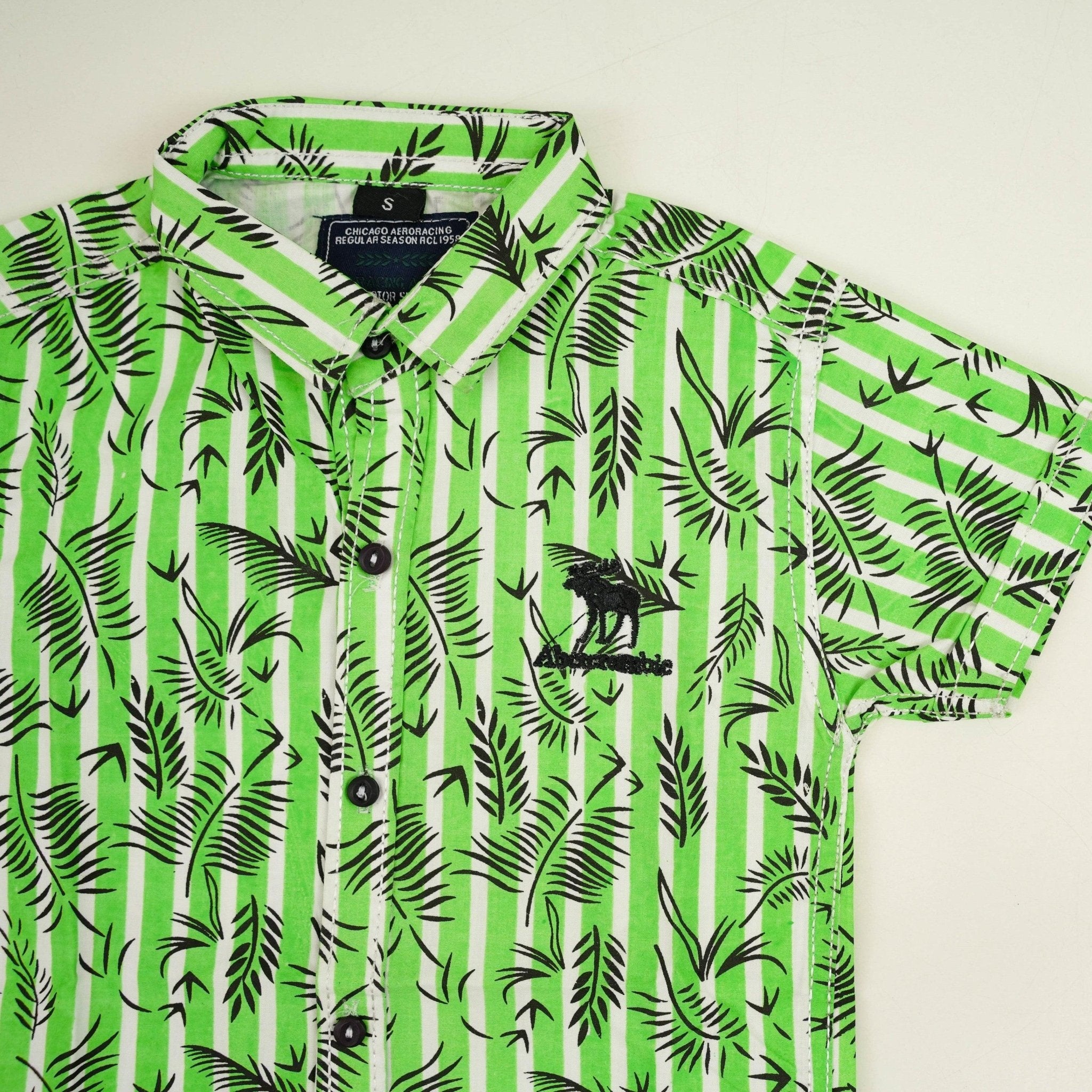 Green Colored Cotton Dress Shirt - Miniwears