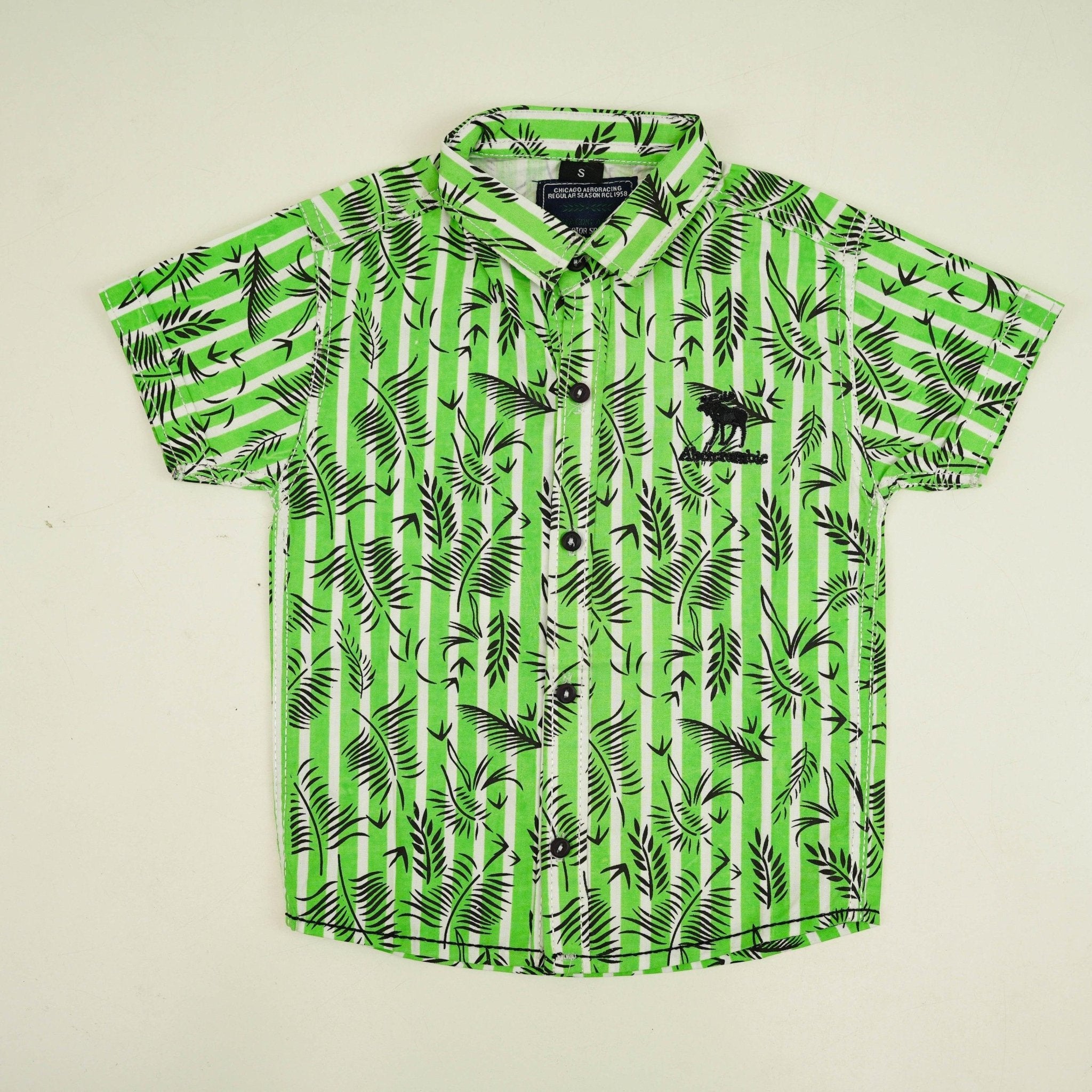 Green Colored Cotton Dress Shirt - Miniwears