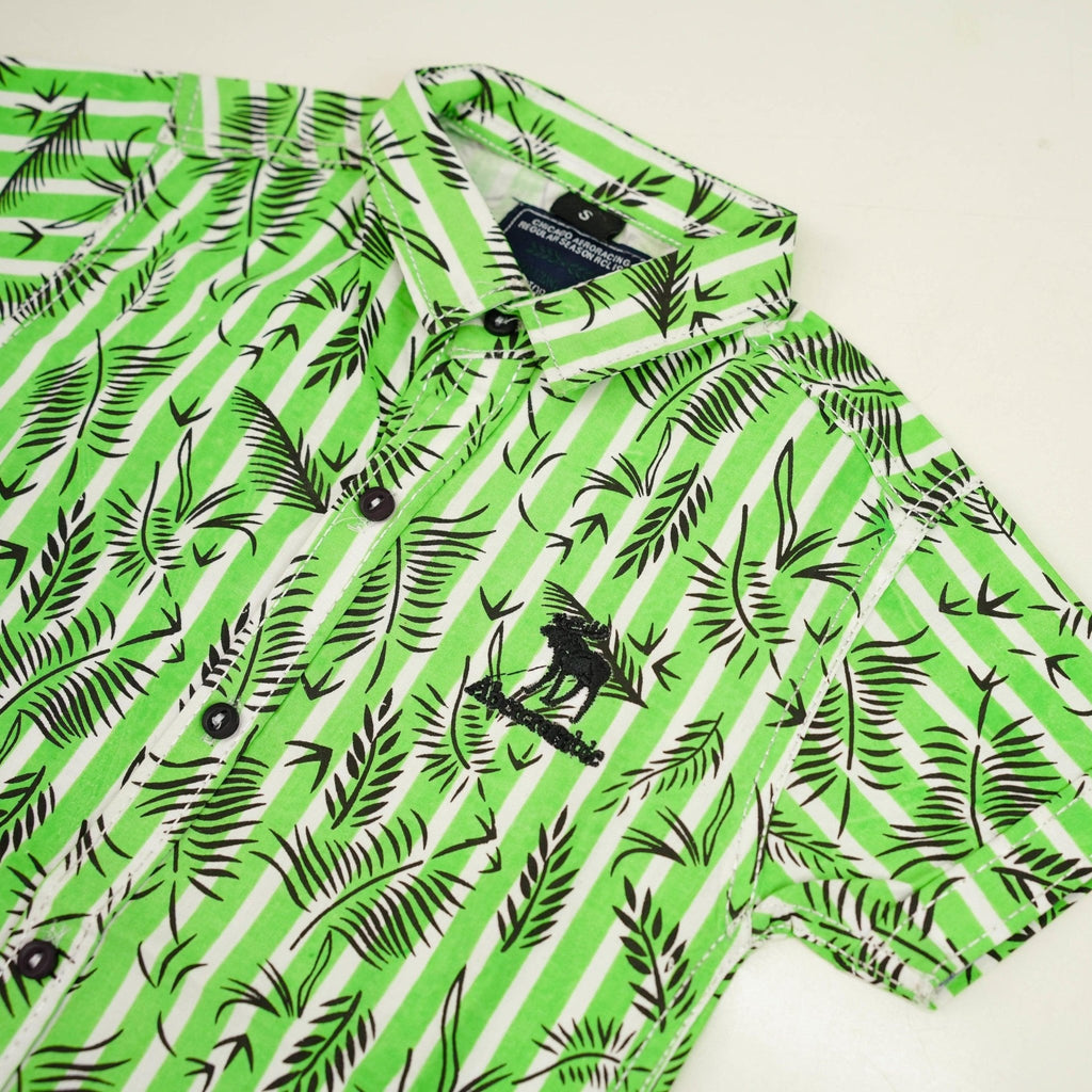 Green Colored Cotton Dress Shirt - Miniwears