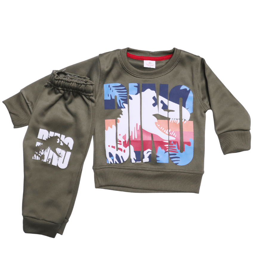 Green Dino 3d Printed Tracksuit (Fleece) - Miniwears