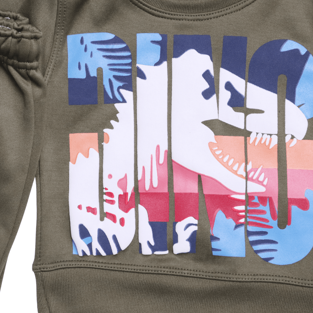 Green Dino 3d Printed Tracksuit (Fleece) - Miniwears