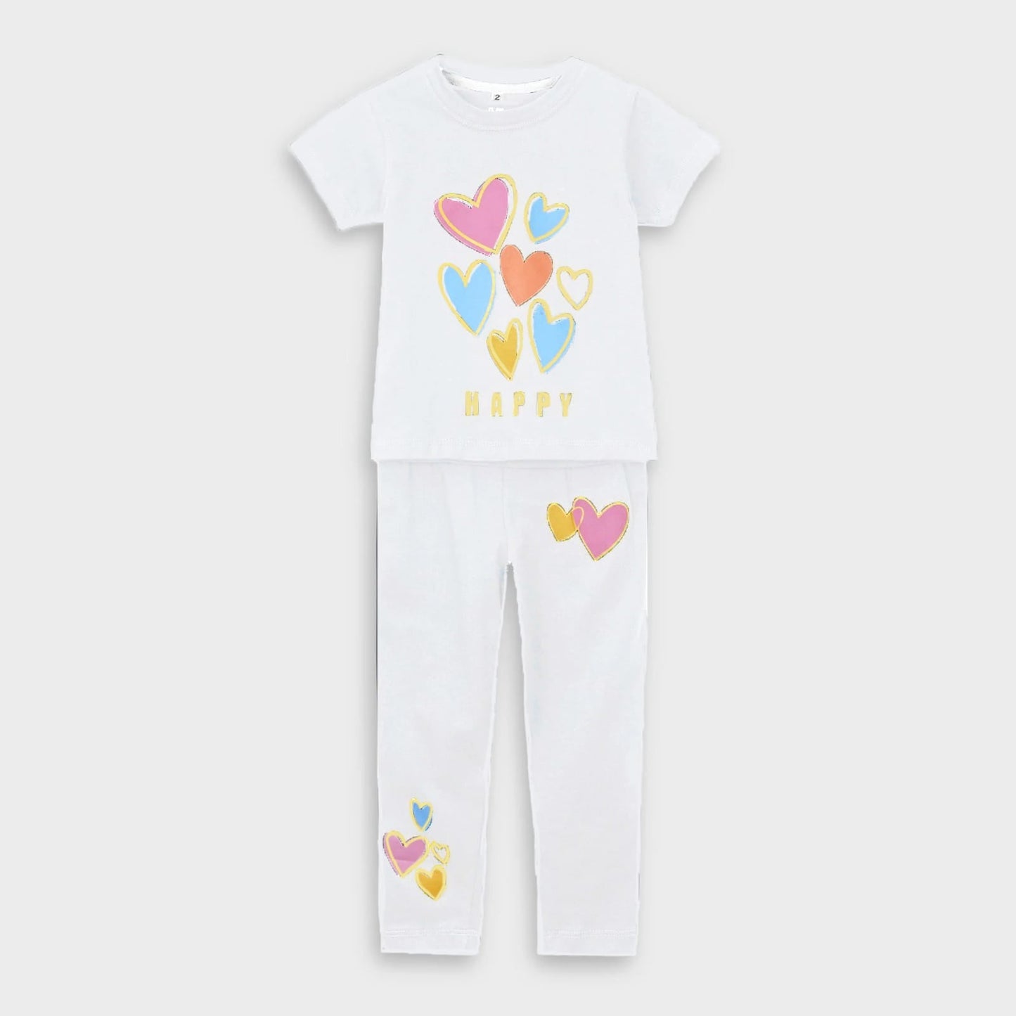 Happy T-Shirt & Trouser Set white - Miniwears