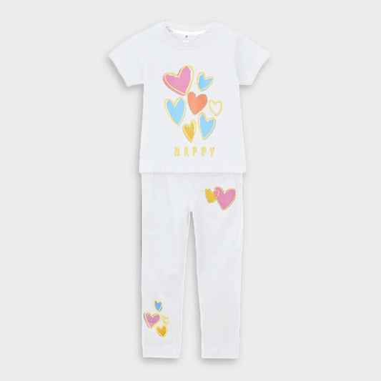 Happy T-Shirt & Trouser Set white - Miniwears