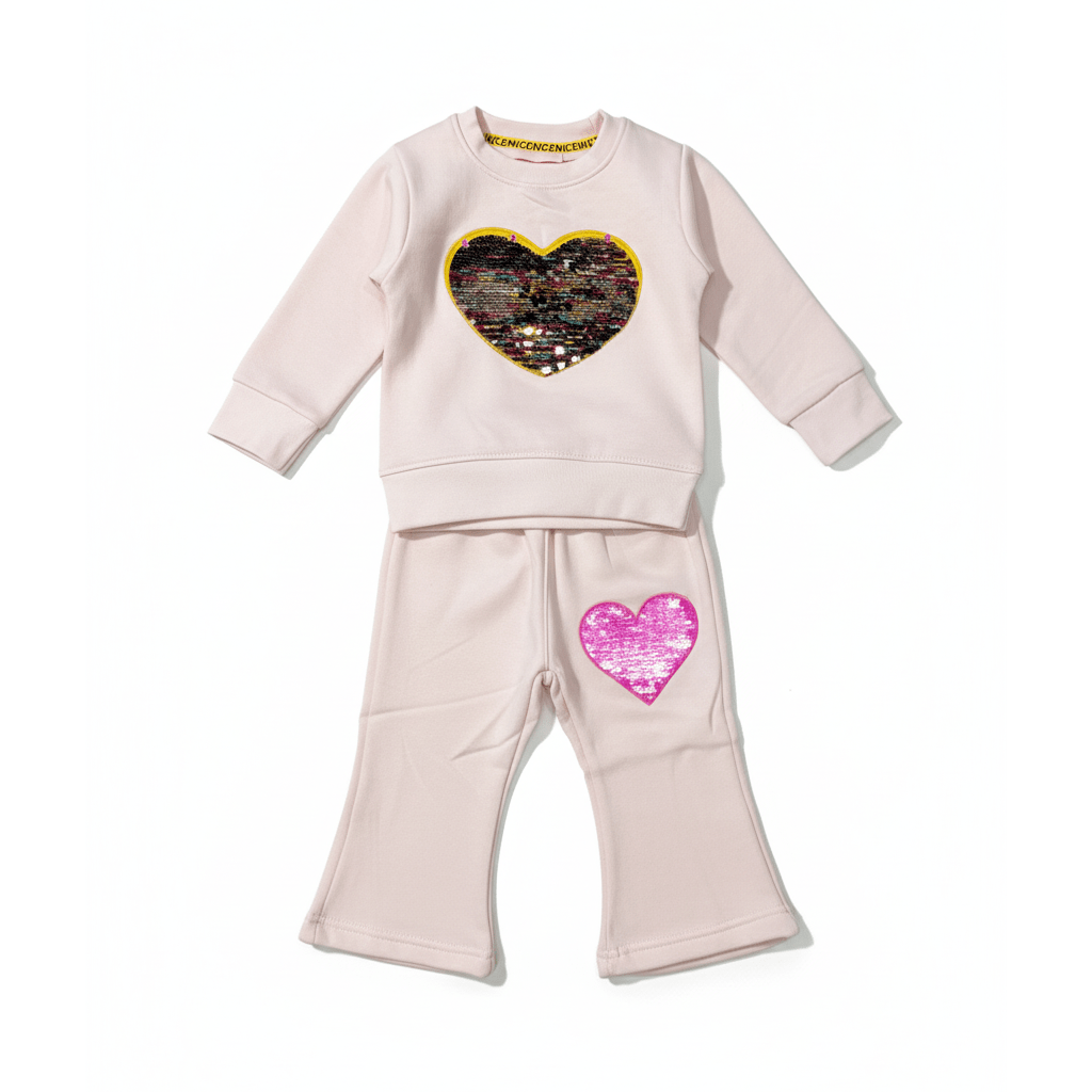 Heart Baby Pink Tracksuit - Miniwears