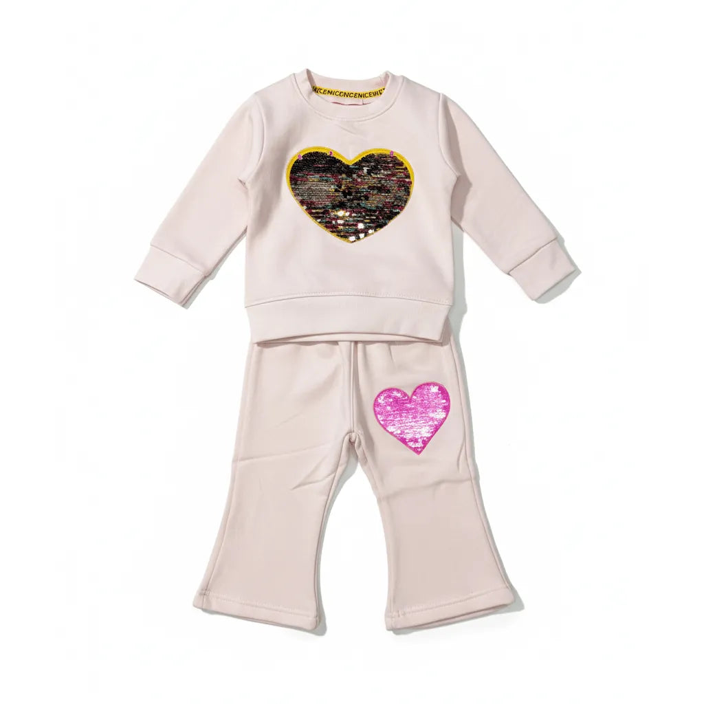 Heart Baby Pink Tracksuit - Miniwears