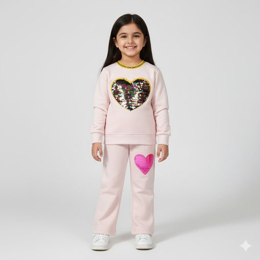 Heart Baby Pink Tracksuit - Miniwears