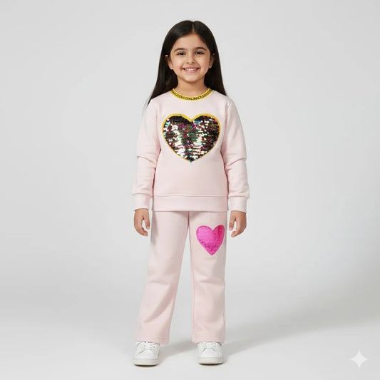 Heart Baby Pink Tracksuit - Miniwears