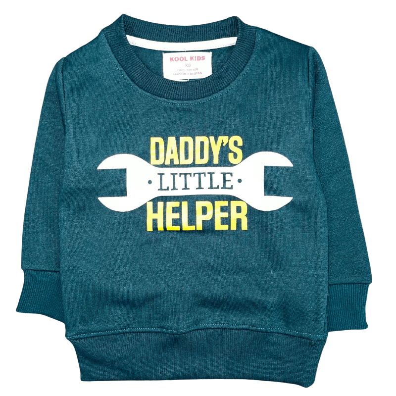 Kids Daddy's Little Helper Green Sweatshirt - Miniwears