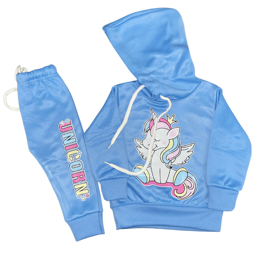 Kids Uni Corn Sky - Blue Track Suit (Fleece) - Miniwears
