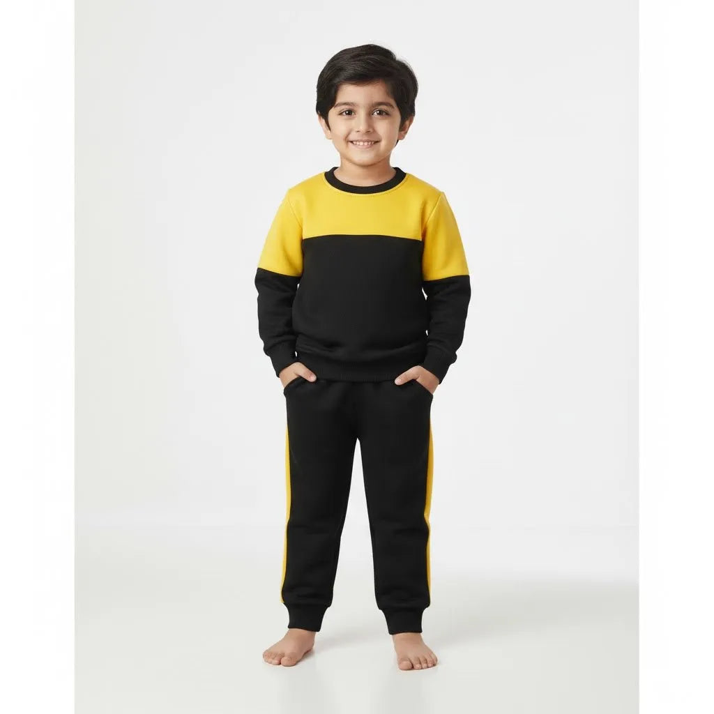 Kids Yellow black Tracksuit - Miniwears