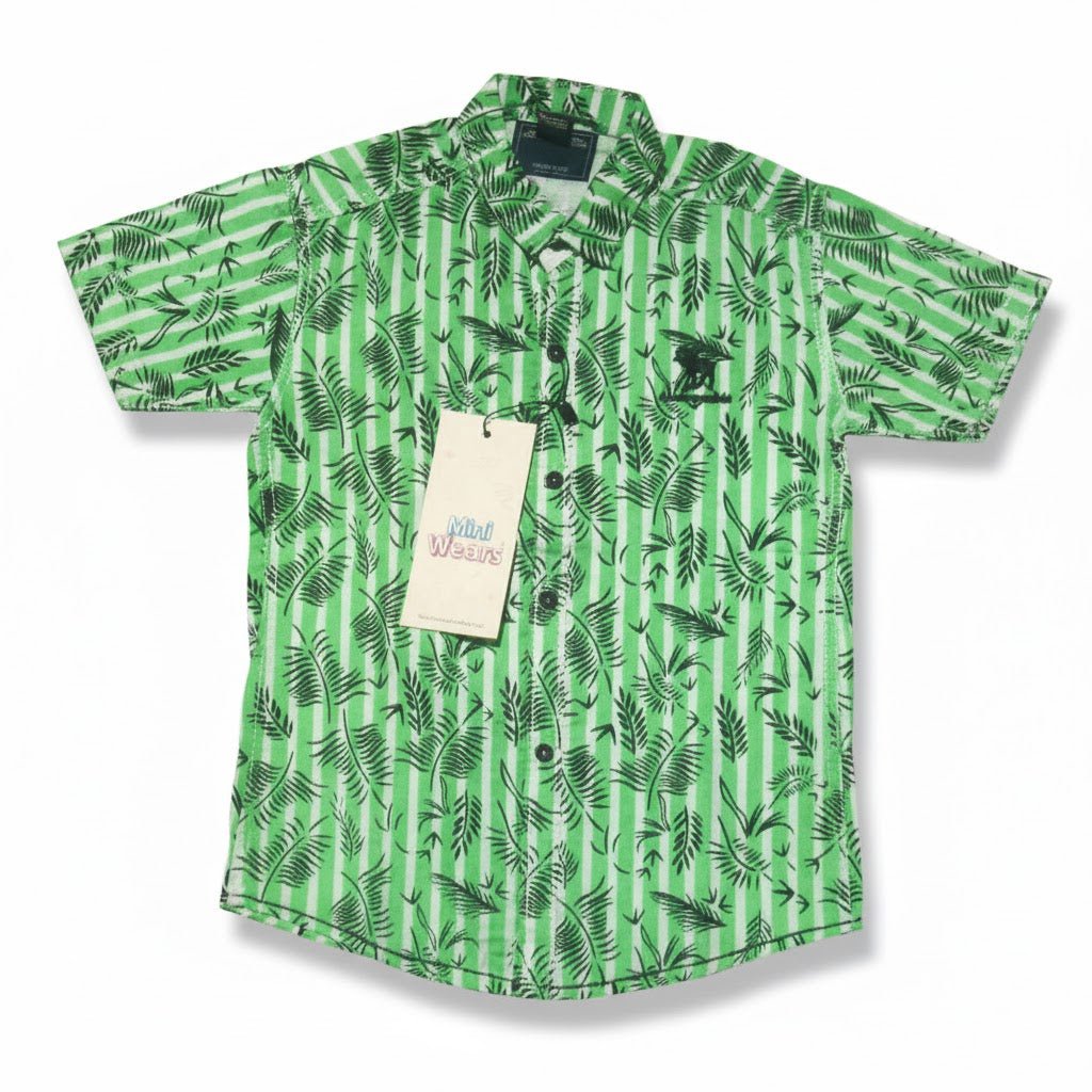 Leaf Style Green Half Sleeve Shirt - Miniwears