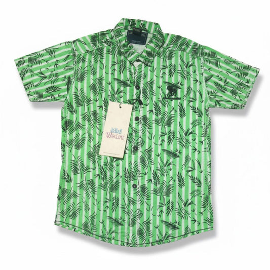 Leaf Style Green Half Sleeve Shirt - Miniwears