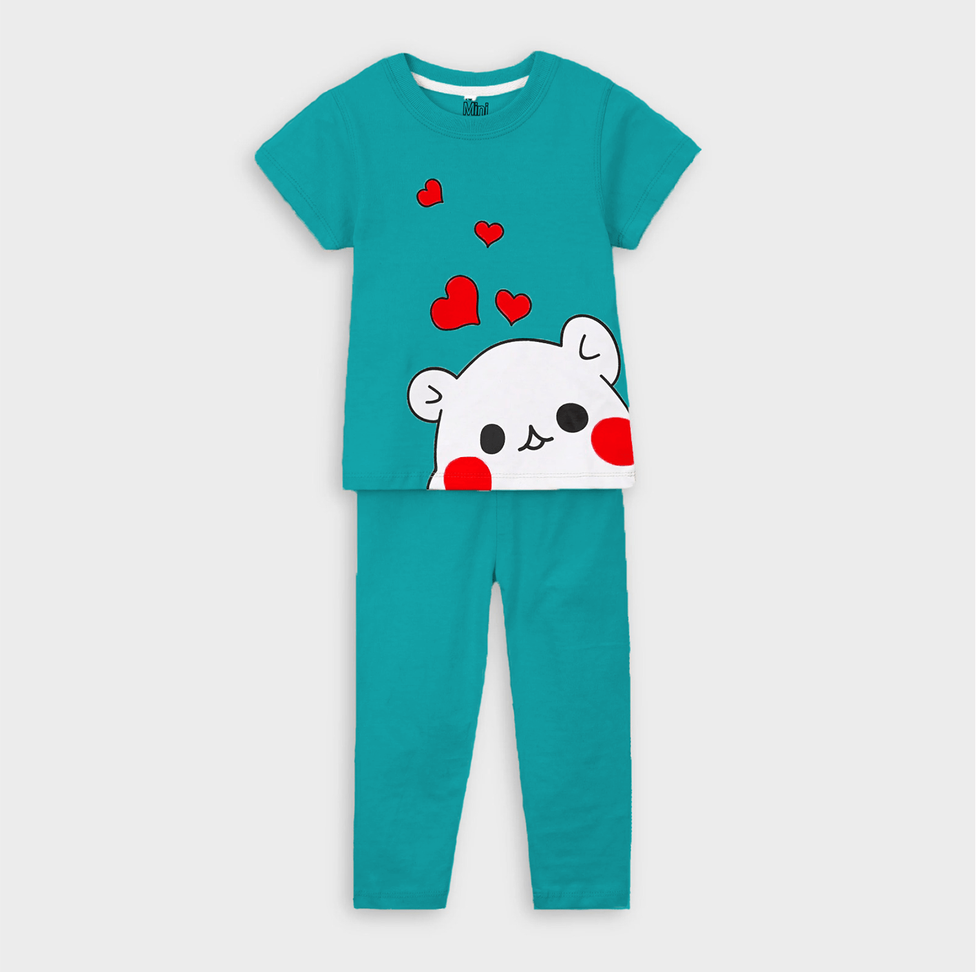 Love Bear T-Shirt & Trouser Set Blue - Miniwears