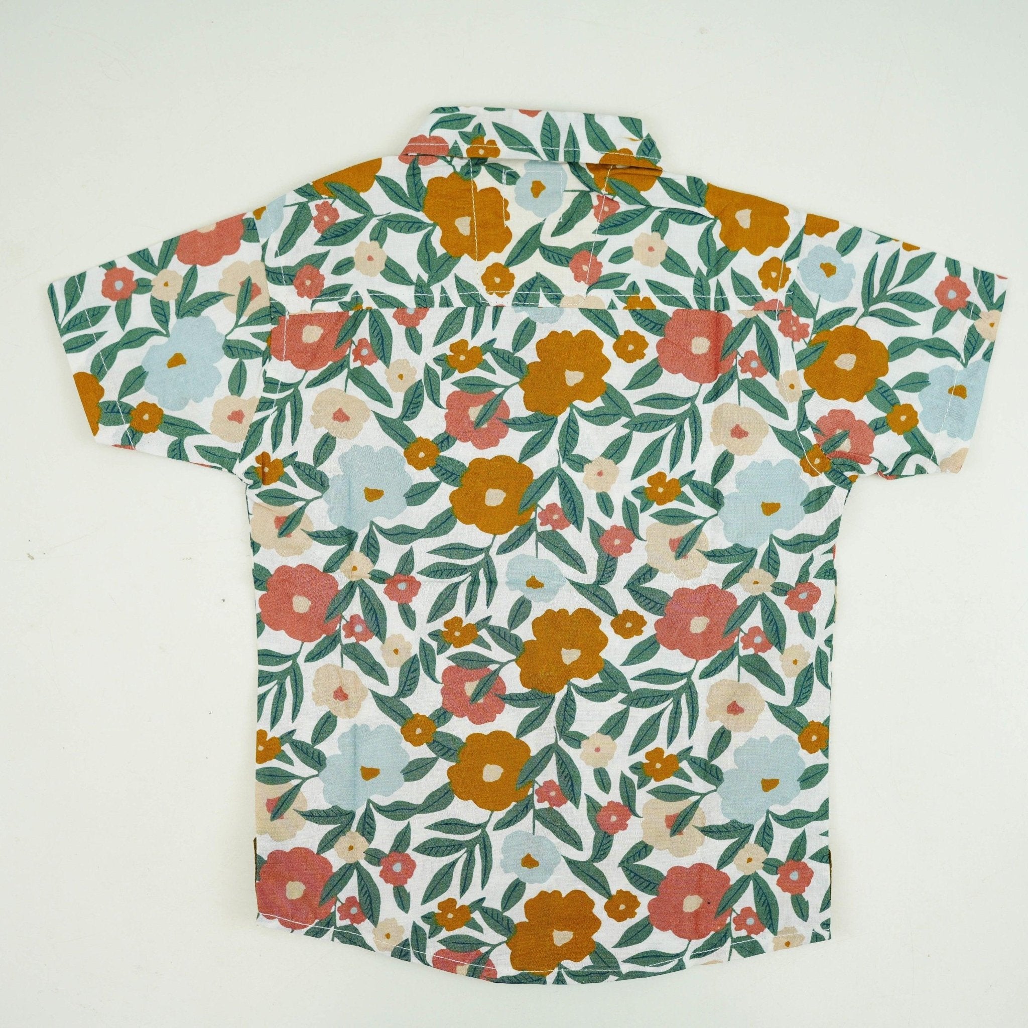 Multicolored Leaf Cotton Dress Shirt - Miniwears