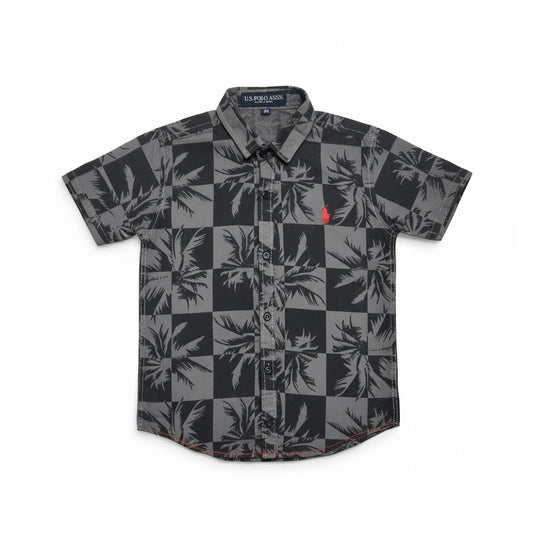 Polo Black & Grey Tree Half Sleeve Shirt - Miniwears