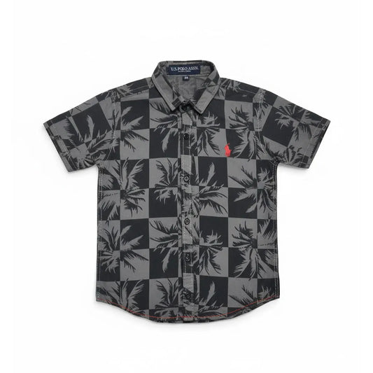 Polo Black & Grey Tree Half Sleeve Shirt - Miniwears