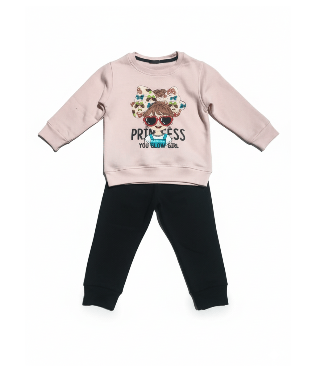 Princess Pink Black Tracksuit - Miniwears