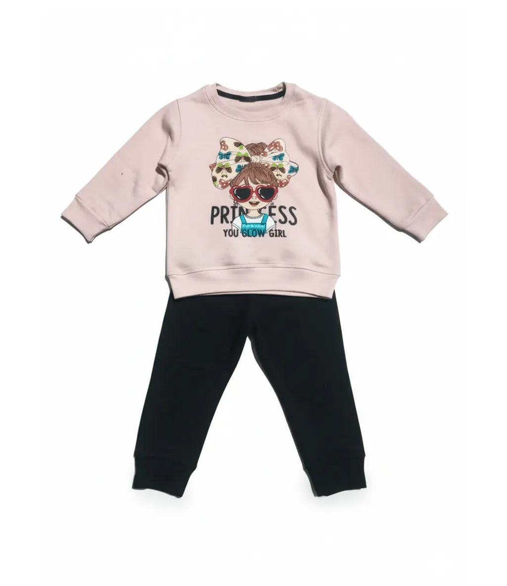 Princess Pink Black Tracksuit - Miniwears