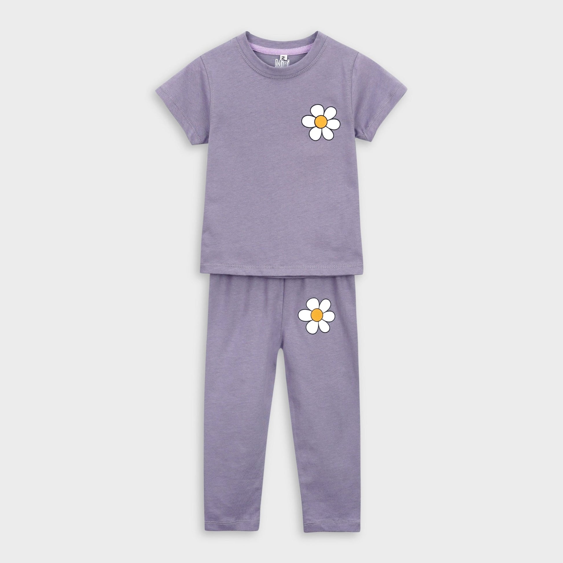 Purple Flower T-Shirt & Trouser Set - Miniwears