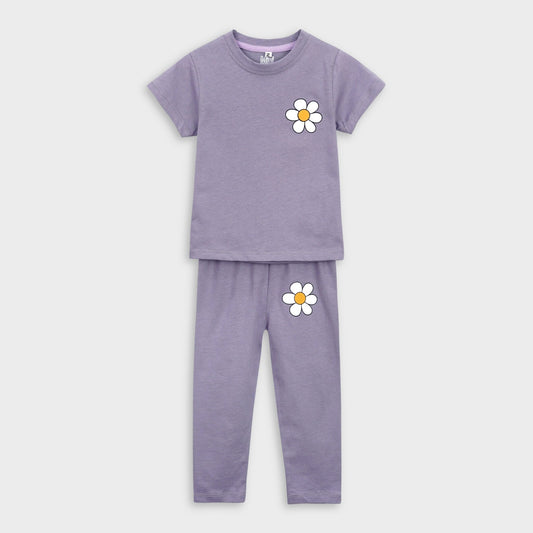 Purple Flower T-Shirt & Trouser Set - Miniwears