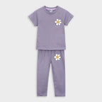 Purple Flower T-Shirt & Trouser Set - Miniwears