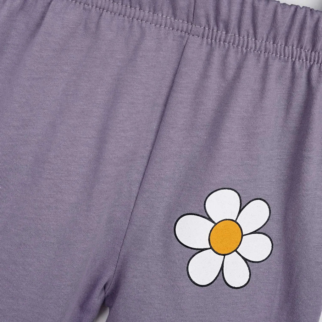 Purple Flower T-Shirt & Trouser Set - Miniwears