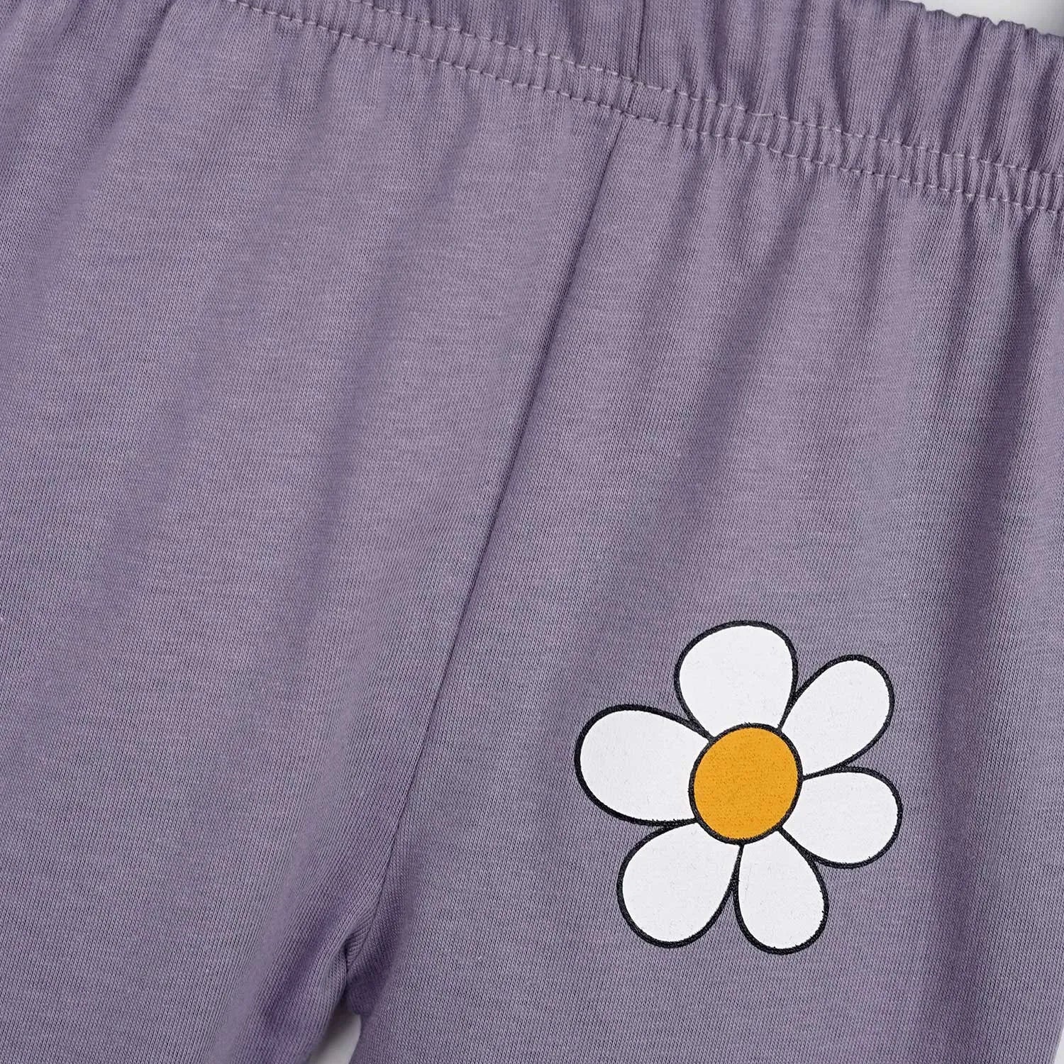 Purple Flower T-Shirt & Trouser Set - Miniwears