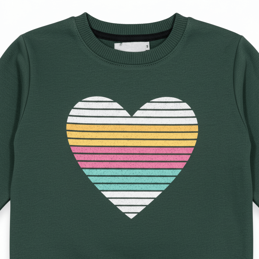 Rainbow Heart Dark Green Tracksuit - Miniwears