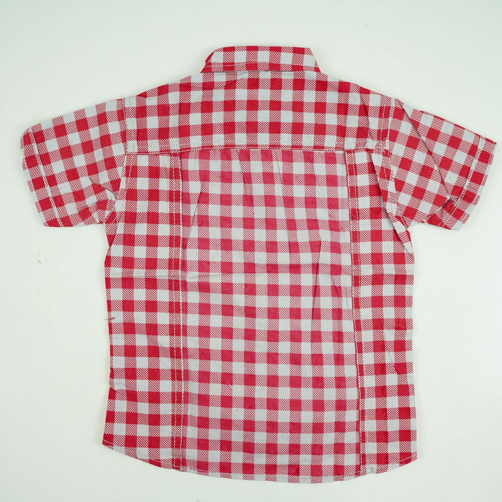 Red Checked Cotton Dress Shirt - Miniwears